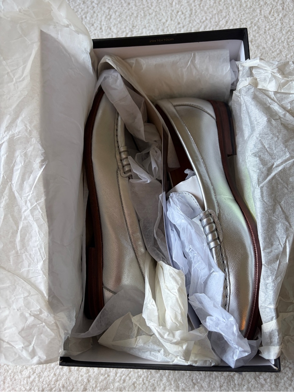 Leather penny loafers in silver - Picture 6 of 10